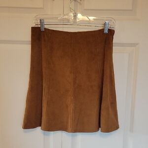LOFT A-Line Copper-Brown Faux Suede Skirt